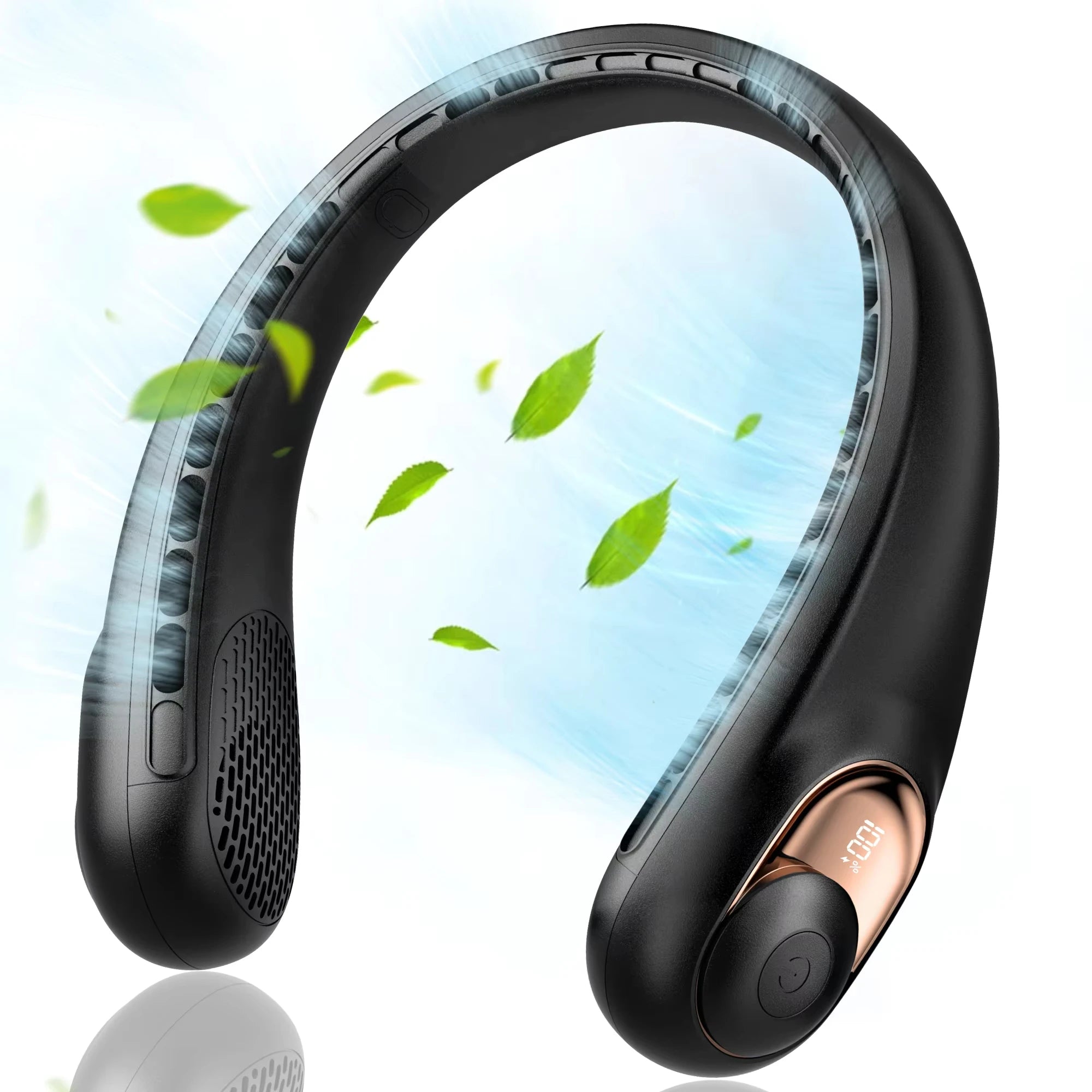 4 Turbo Neck Fan 4000 mAh Battery Foldable Neck Cooler Portable Bladeless Wind Fan 3 Speeds Rechargable Type-C Ventilador