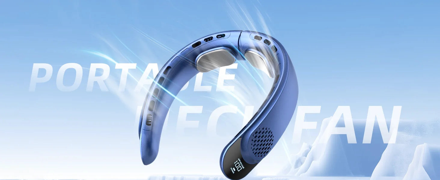 4 Turbo Neck Fan 4000 mAh Battery Foldable Neck Cooler Portable Bladeless Wind Fan 3 Speeds Rechargable Type-C Ventilador