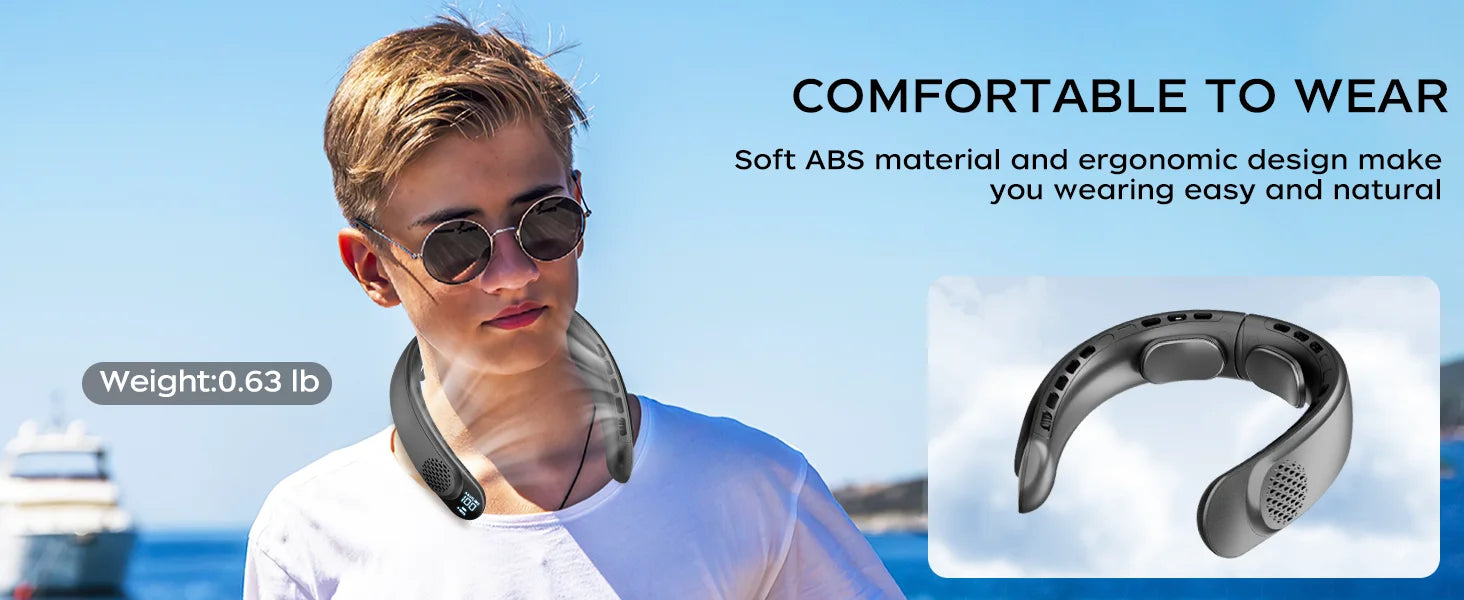 4 Turbo Neck Fan 4000 mAh Battery Foldable Neck Cooler Portable Bladeless Wind Fan 3 Speeds Rechargable Type-C Ventilador