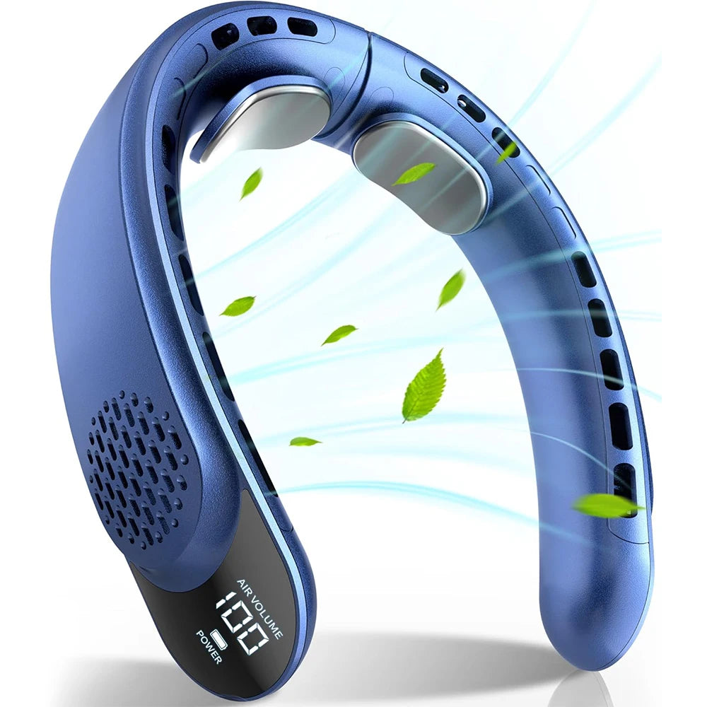 4 Turbo Neck Fan 4000 mAh Battery Foldable Neck Cooler Portable Bladeless Wind Fan 3 Speeds Rechargable Type-C Ventilador