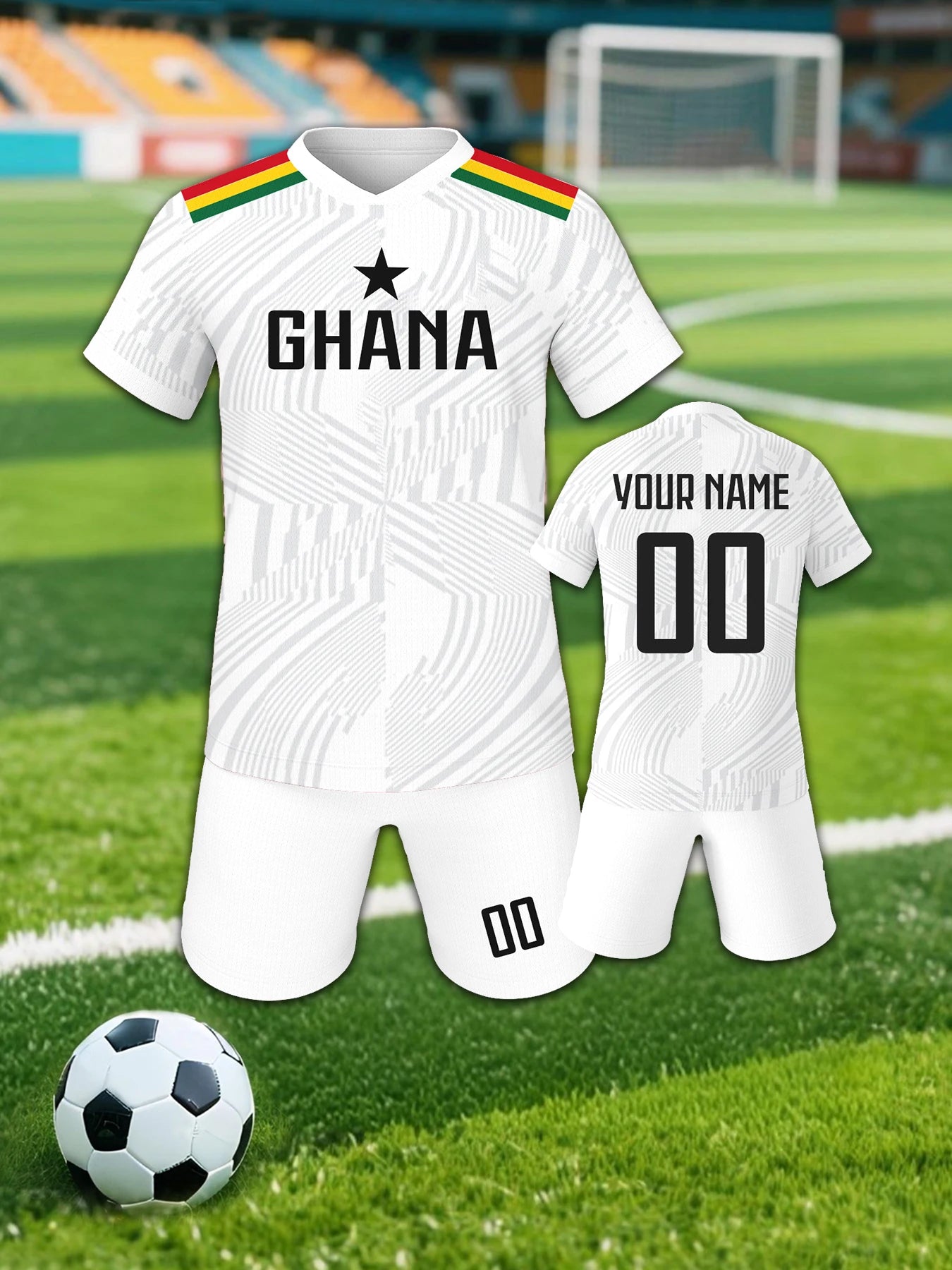 Custom Kids Ghana Soccer Jersey Set Personalized Printed Name Number Football Training Uniform Sportswear for Youth Boy Girls