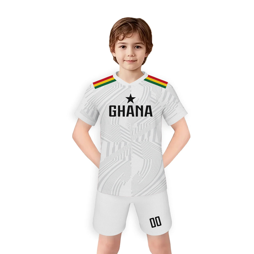 Custom Kids Ghana Soccer Jersey Set Personalized Printed Name Number Football Training Uniform Sportswear for Youth Boy Girls