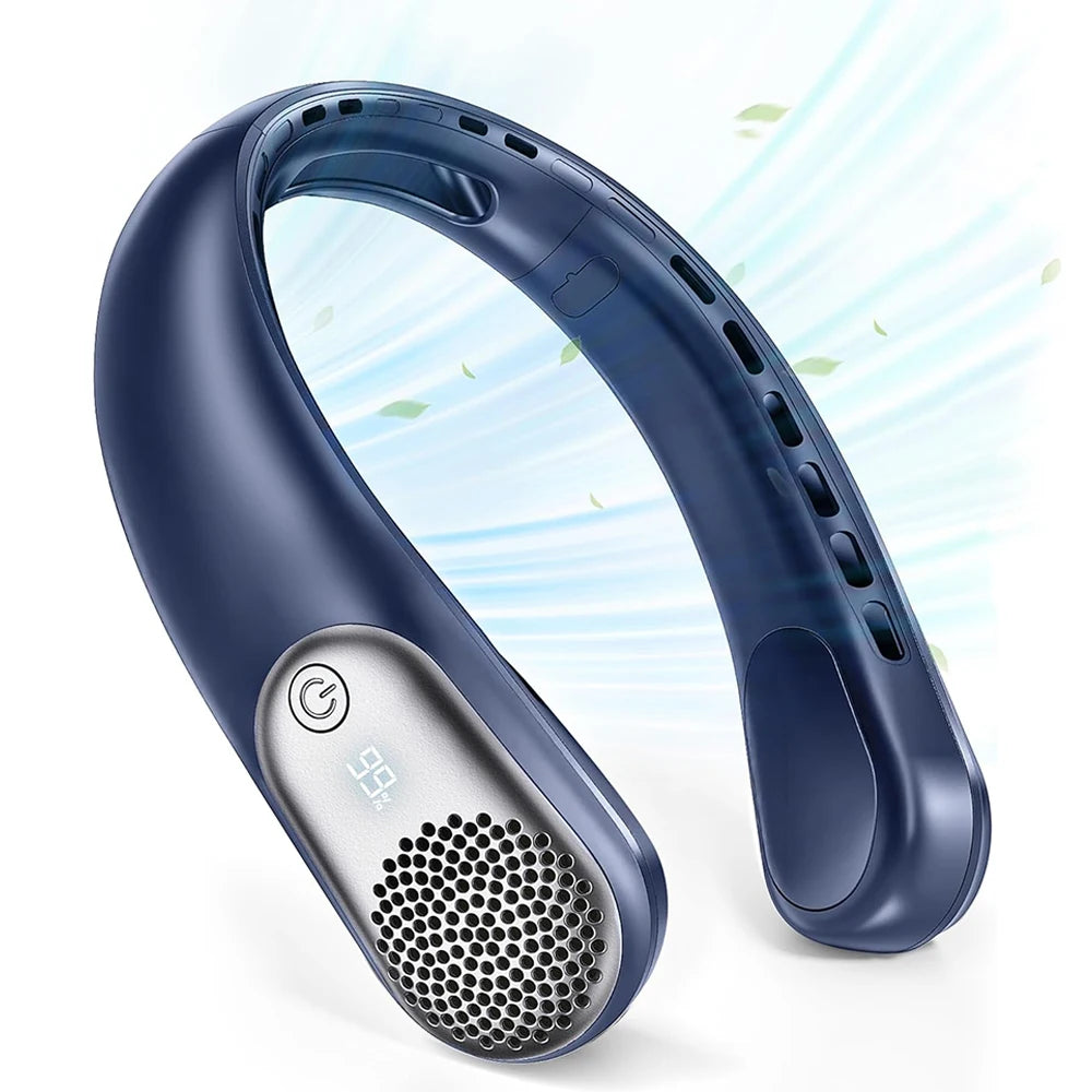 4 Turbo Neck Fan 4000 mAh Battery Foldable Neck Cooler Portable Bladeless Wind Fan 3 Speeds Rechargable Type-C Ventilador