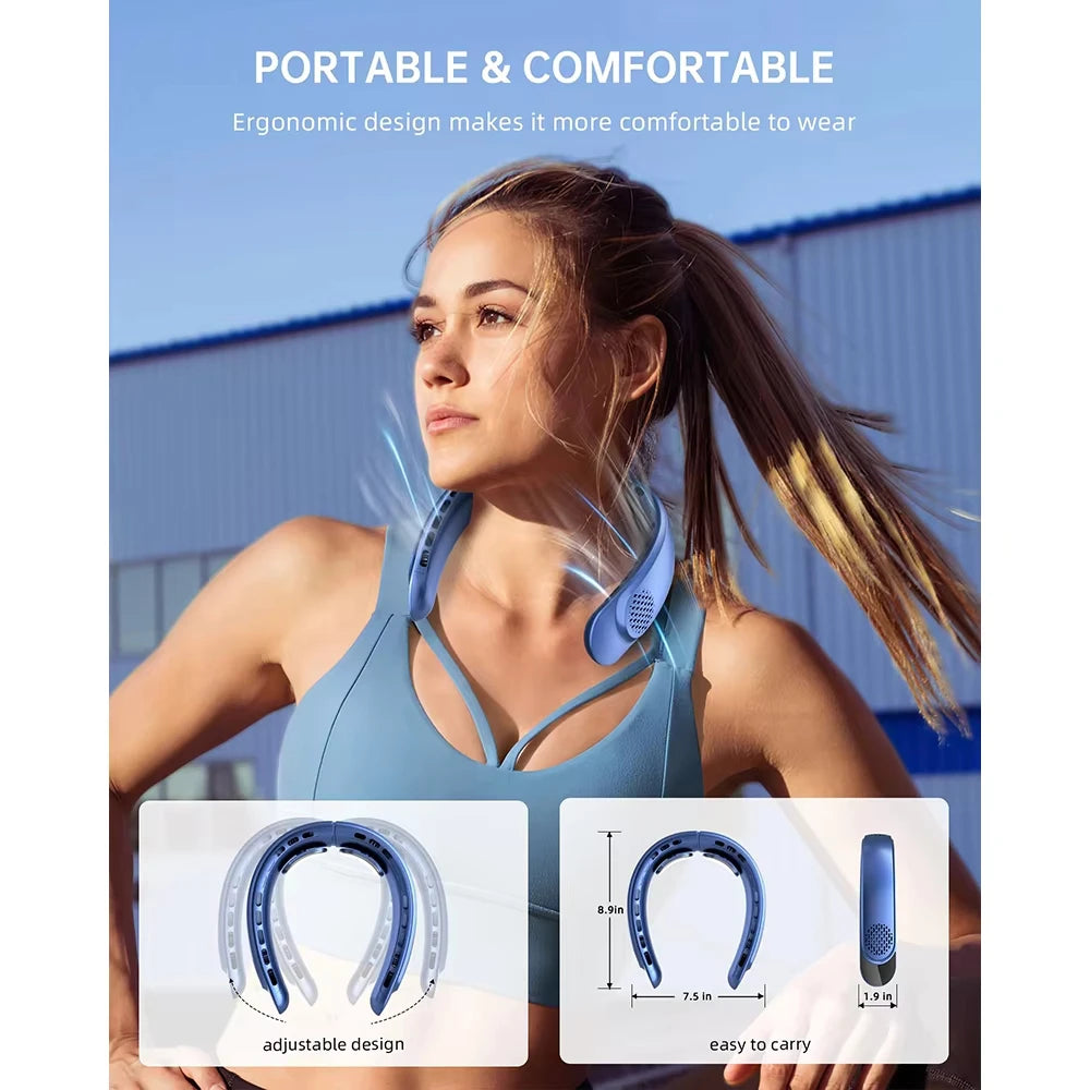 4 Turbo Neck Fan 4000 mAh Battery Foldable Neck Cooler Portable Bladeless Wind Fan 3 Speeds Rechargable Type-C Ventilador
