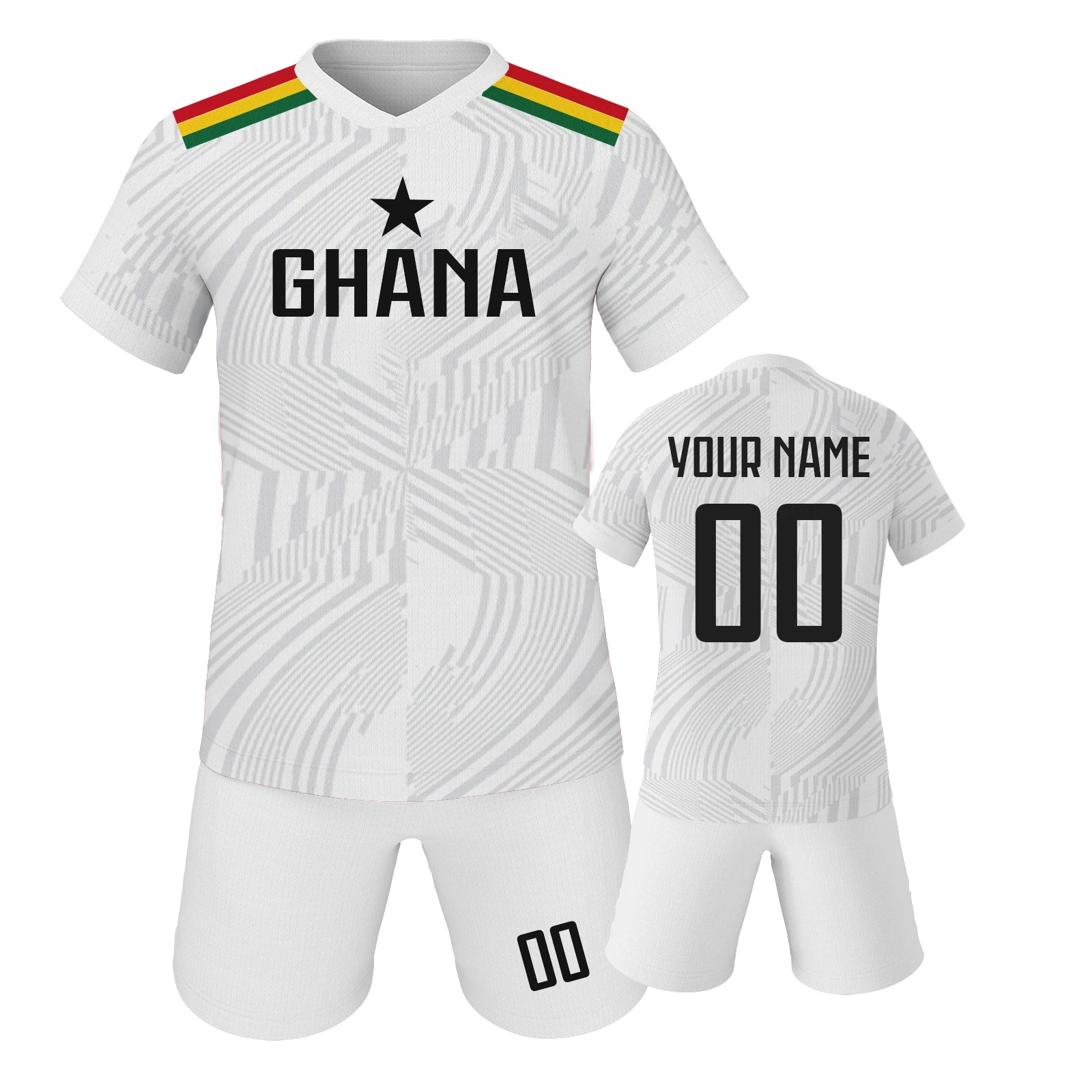 Custom Kids Ghana Soccer Jersey Set Personalized Printed Name Number Football Training Uniform Sportswear for Youth Boy Girls