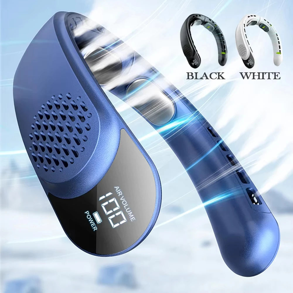 4 Turbo Neck Fan 4000 mAh Battery Foldable Neck Cooler Portable Bladeless Wind Fan 3 Speeds Rechargable Type-C Ventilador