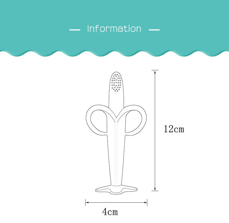 Baby Silicone Training Toothbrush BPA Free Banana Shape Safe Toddle Teether Chew Toys Teething Ring Gift Infant Baby Chewing