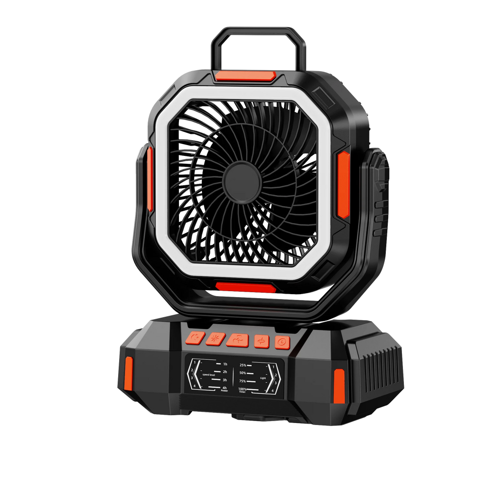 2026 Model - 40000mAh  Remote Control Portable Outdoor Camping Fan with LED Lighting and Solar Charging Capability