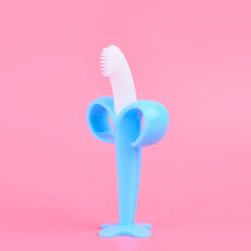 Baby Silicone Training Toothbrush BPA Free Banana Shape Safe Toddle Teether Chew Toys Teething Ring Gift Infant Baby Chewing