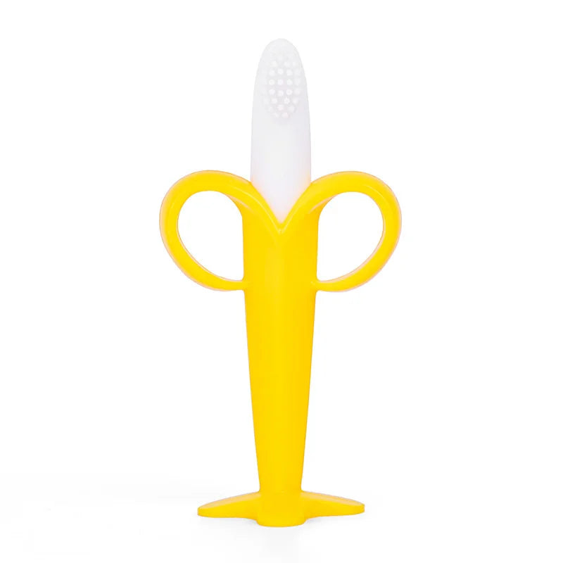 Baby Silicone Training Toothbrush BPA Free Banana Shape Safe Toddle Teether Chew Toys Teething Ring Gift Infant Baby Chewing