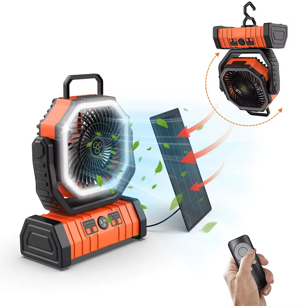 20000mAh Battery Operated Fan Portable Rechargeable Desk/Camping Fan with LED Light and Hook Outdoor Fan for Tent Car Trip