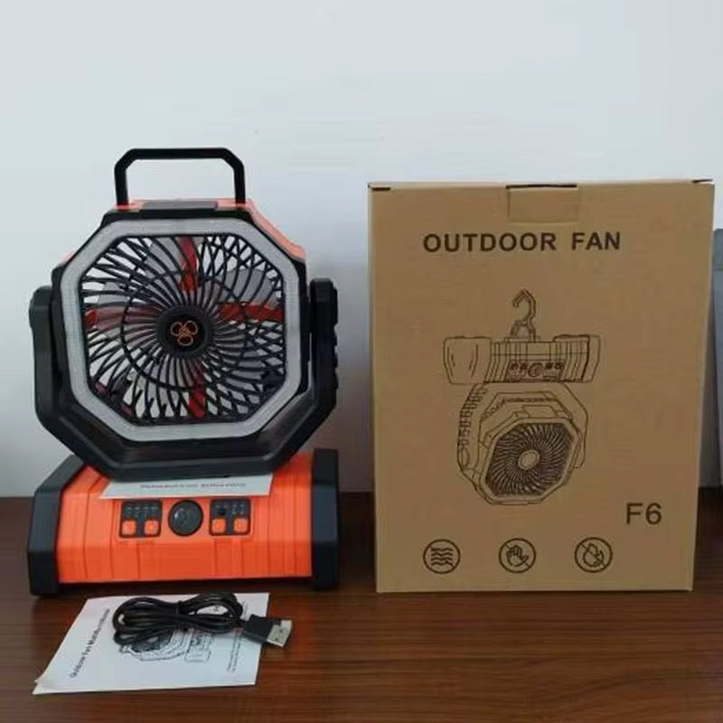 20000mAh Battery Operated Fan Portable Rechargeable Desk/Camping Fan with LED Light and Hook Outdoor Fan