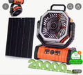 20000mAh Battery Operated Fan Portable Rechargeable Desk/Camping Fan with LED Light and Hook Outdoor Fan for Tent Car Trip