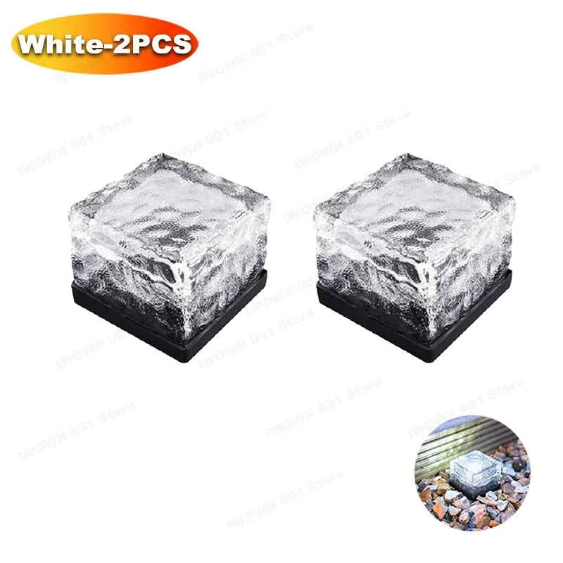 Solar Powered Ice Cube Lamp Glass Brick Landscape Square Glass Outdoor Road Courtyard Garden Decoration кашпо для сада для улицы