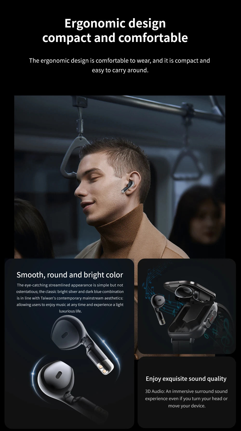 NFC Smart Watch TWS 2-in-1 Headset Bluetooth Call Heart Rate Blood Pressure Health Monitoring Headphones Play Music Smartwatch