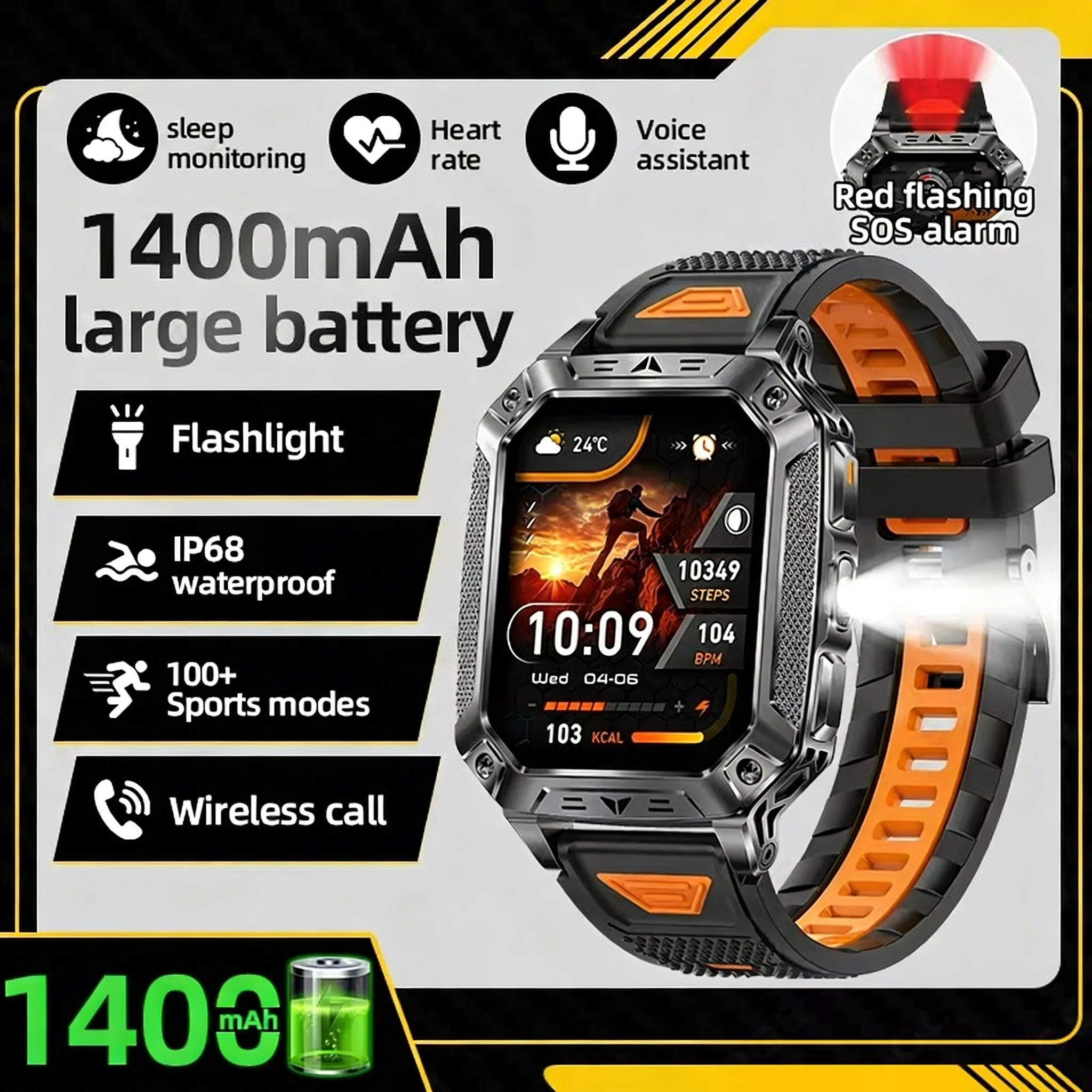 2026 New T-REX3 exercise 1400mAh Battery Smart Watch Tracking 10ATM Waterproof Sports Tracker Outdoor Military Smart Watch Men