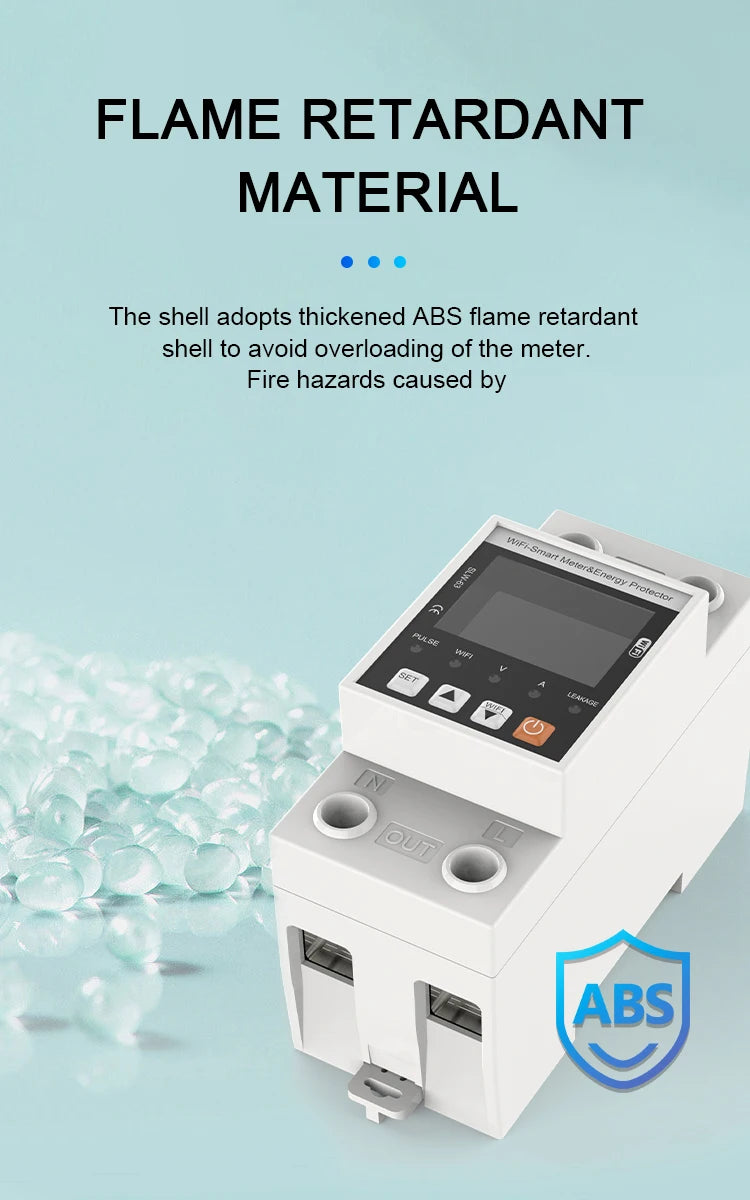 ANDELI Tuya WiFi Smart DIN-rail Circuit Breaker Single Phase Over-Under Voltage Protector with Digital Display Energy Meter