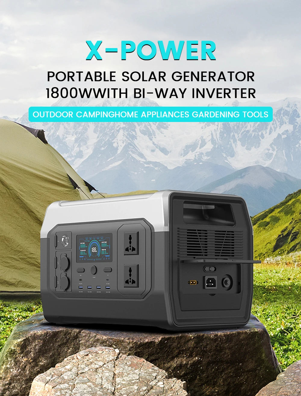 500W 1800W Power Station With 100W Solar Panel 18V USB TYPE-C Portable Power Bank 345Wh 1000Wh Lifepo4 Battery Charging Station