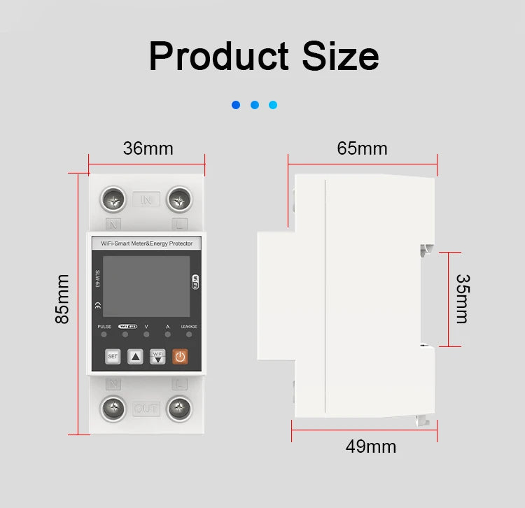 ANDELI Tuya WiFi Smart DIN-rail Circuit Breaker Single Phase Over-Under Voltage Protector with Digital Display Energy Meter