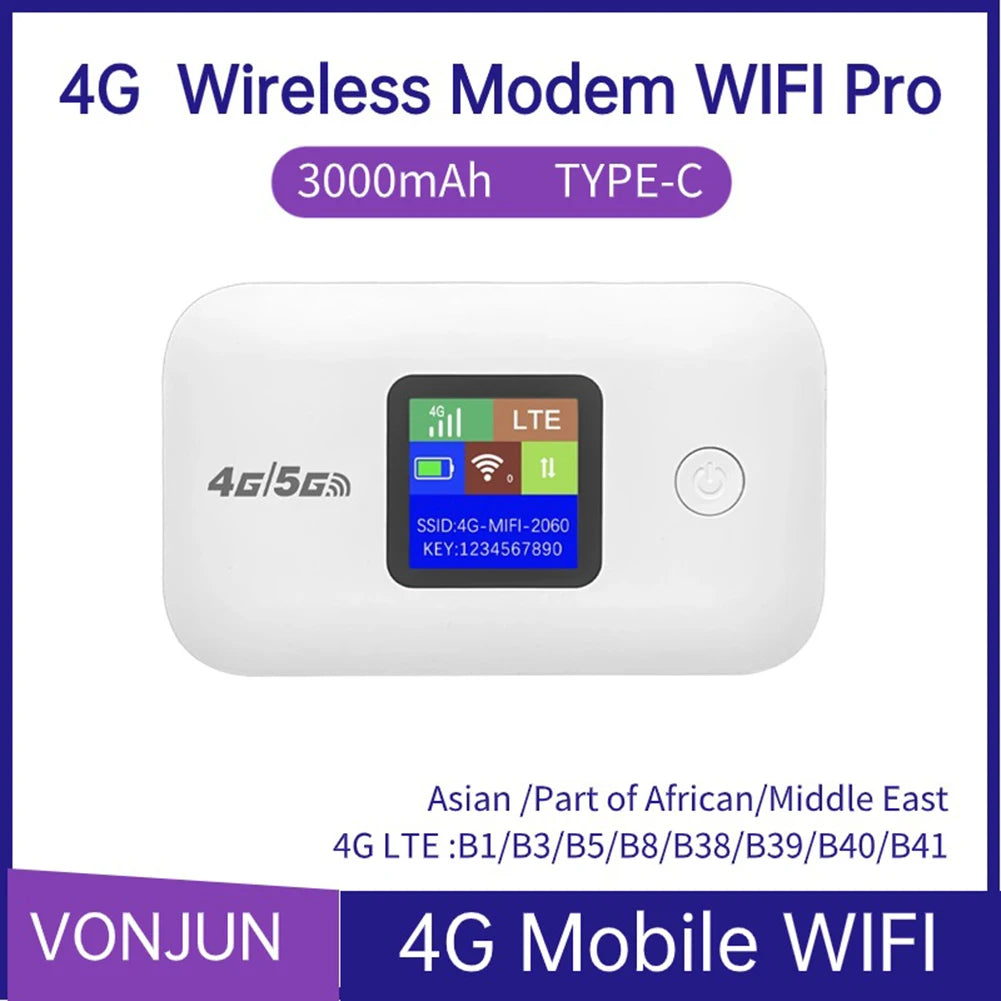 4G Mobile WIFI Router 150Mbps 4G LTE Wireless Router 3000mA Portable Pocket MiFi Modem Mobile Wifi Hotspot with Sim Card Slot