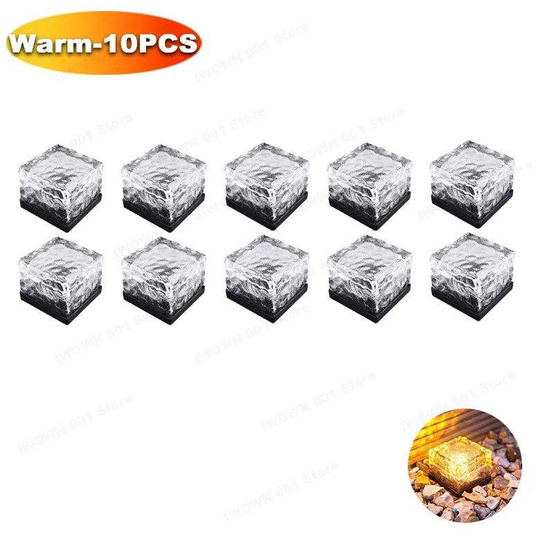 Solar Powered Ice Cube Lamp Glass Brick Landscape Square Glass Outdoor Road Courtyard Garden Decoration кашпо для сада для улицы