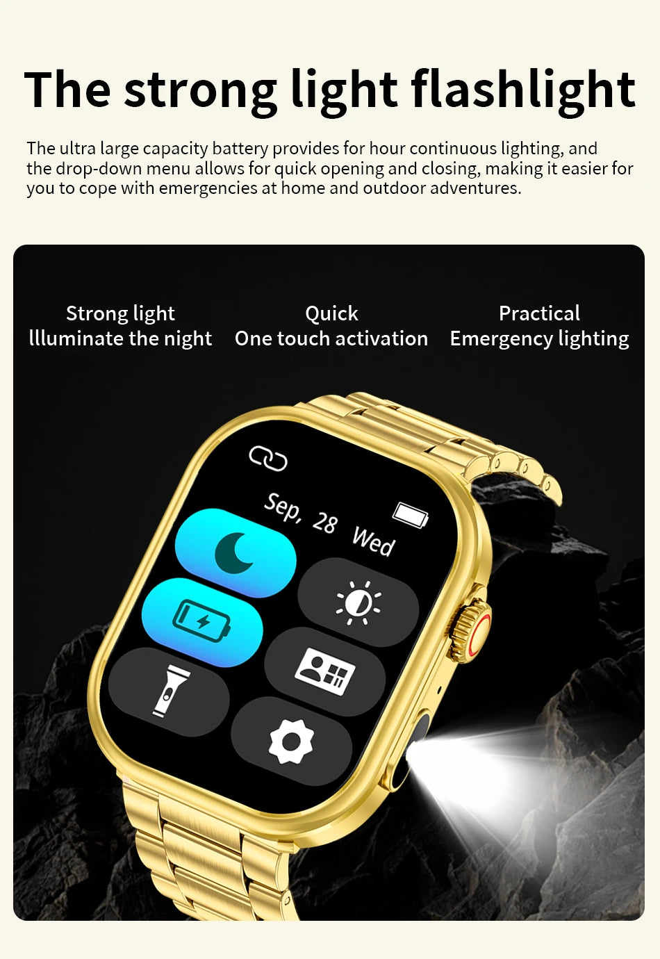 LIGE New Smart Watch Men 2.01'' HD Flashlight Bluetooth Call Heart Rate Sleep Health Monitor Sports Waterproof Smartwatch Women