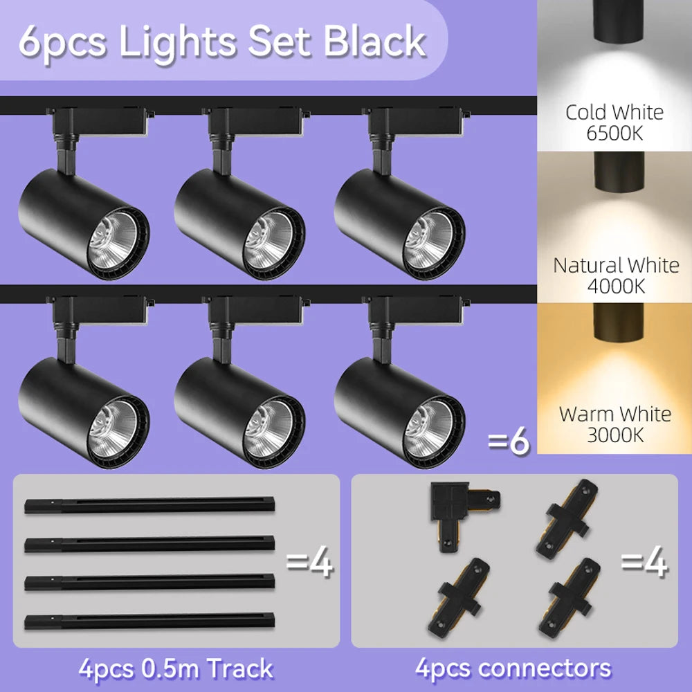 Store LED Track Light 220V Shopping Mall Spot Led Ceiling Lamp for Living Room Kitchen Line Lighting Rail Systems Spotlight Set