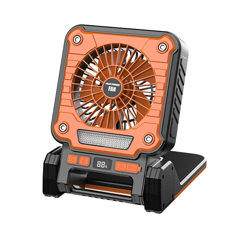Outdoor Solar Fan Light 8 Hours Battery Foldable Tent Lantern Portable Multifunctional Camping Light Cross Border New