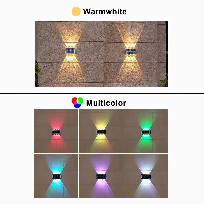 Solar Lights for Outside Solar Fence Lights Outdoor Waterproof LED Up and Down Solar Wall Lamp Porch Decor Garage Yard Garde