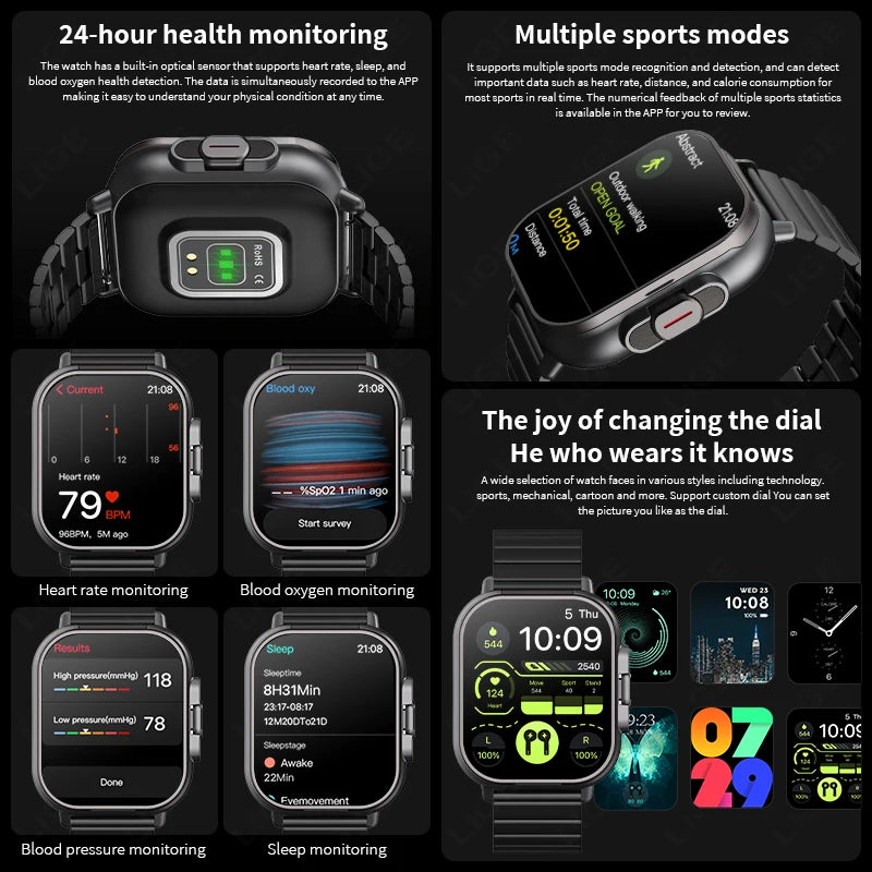NFC Smart Watch TWS 2-in-1 Headset Bluetooth Call Heart Rate Blood Pressure Health Monitoring Headphones Play Music Smartwatch