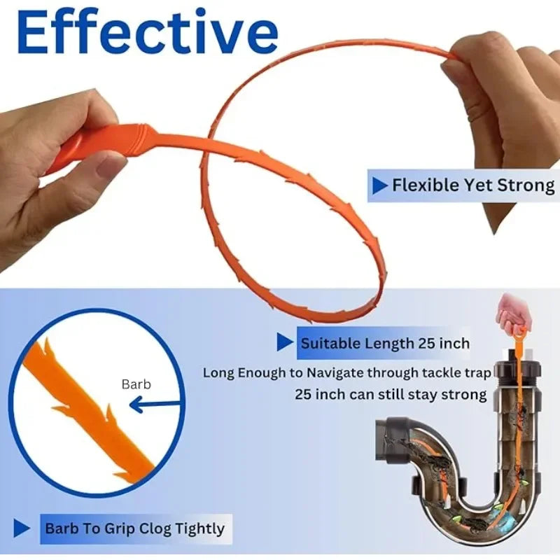 Drain Cleaning Brush Tool for Bathroom Hair Sink Pipe Unclogging Drain Cleaner Hook-Style Snake Floor Hair Remover