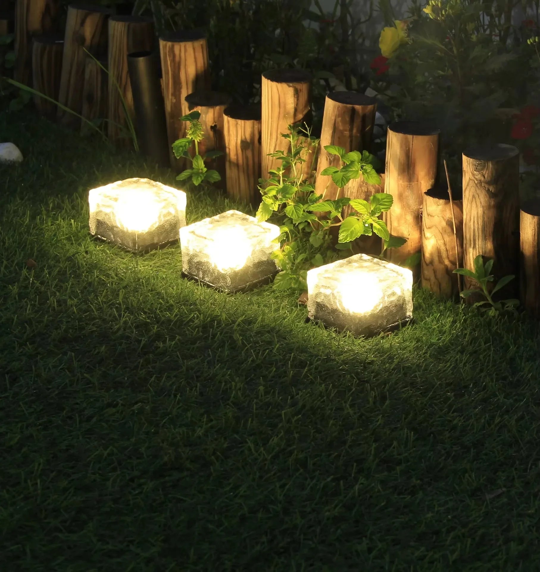Solar Powered Ice Cube Lamp Glass Brick Landscape Square Glass Outdoor Road Courtyard Garden Decoration кашпо для сада для улицы