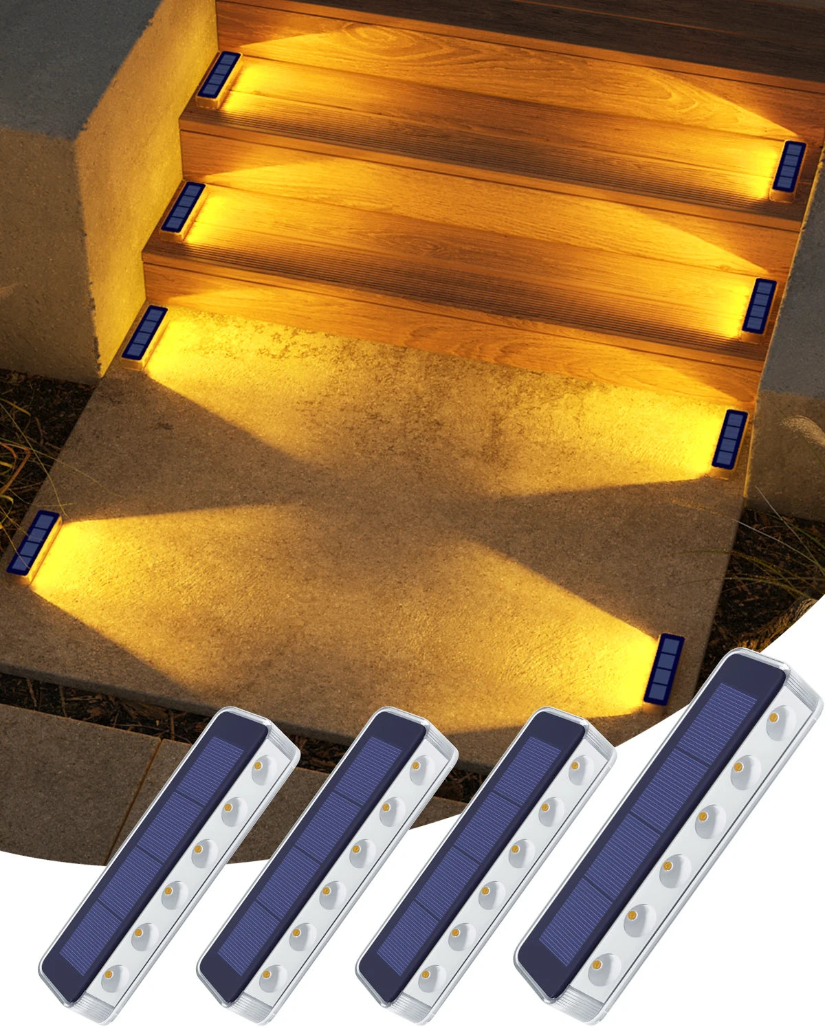 Outdoor Solar Deck Lights Waterproof LED Step Sidewalk Stair Garden Light IP68 Auto On/Off Solar Powered Dock Driveway Lighting
