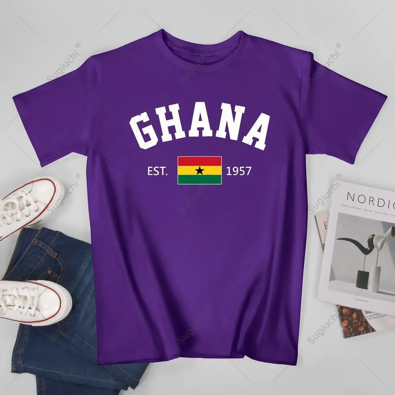 Unisex Men Ghana EST.1957 Independence Day Tshirt Tees T Shirts Women Boys 100% Cotton T-Shirt