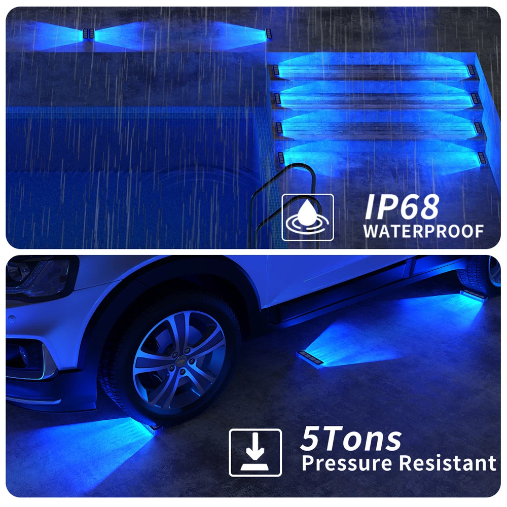 Outdoor Solar Deck Lights Waterproof LED Step Sidewalk Stair Garden Light IP68 Auto On/Off Solar Powered Dock Driveway Lighting
