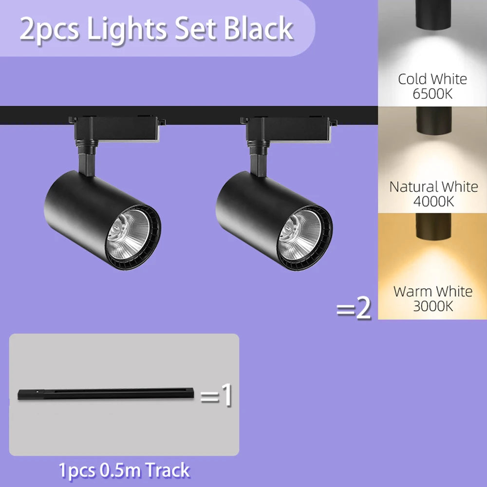 Store LED Track Light 220V Shopping Mall Spot Led Ceiling Lamp for Living Room Kitchen Line Lighting Rail Systems Spotlight Set