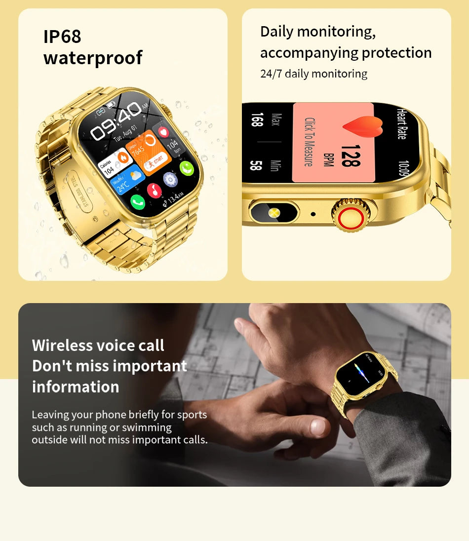 LIGE New Smart Watch Men 2.01'' HD Flashlight Bluetooth Call Heart Rate Sleep Health Monitor Sports Waterproof Smartwatch Women
