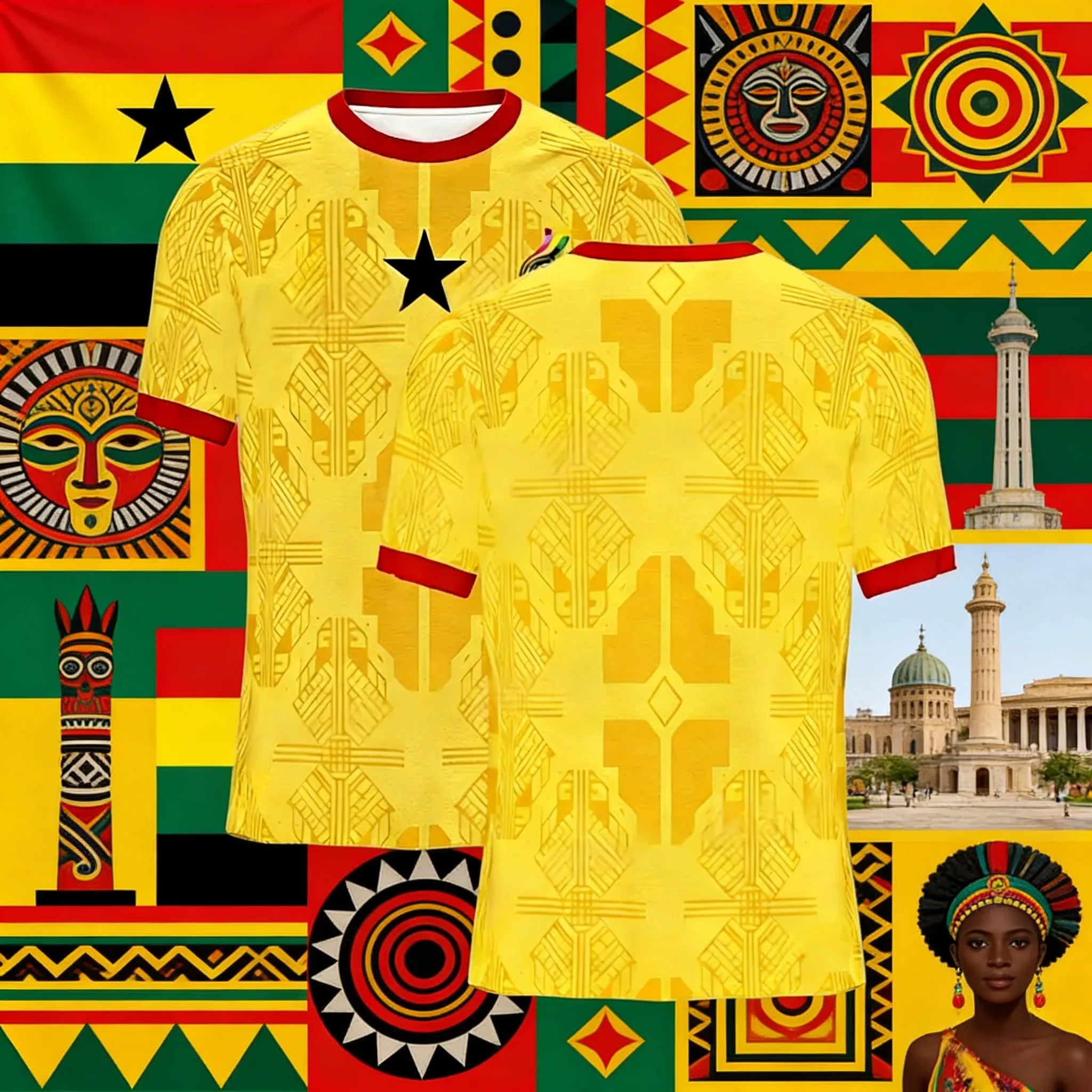 Hot Sale Ghana 2026 New  Style Adult Children Casual Sports T-shirt Jersey Breathable Short Sleeve Soccer Top Family Kids Tees
