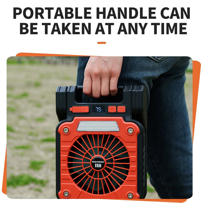 Outdoor Solar Fan Light 8 Hours Battery Foldable Tent Lantern Portable Multifunctional Camping Light Cross Border New