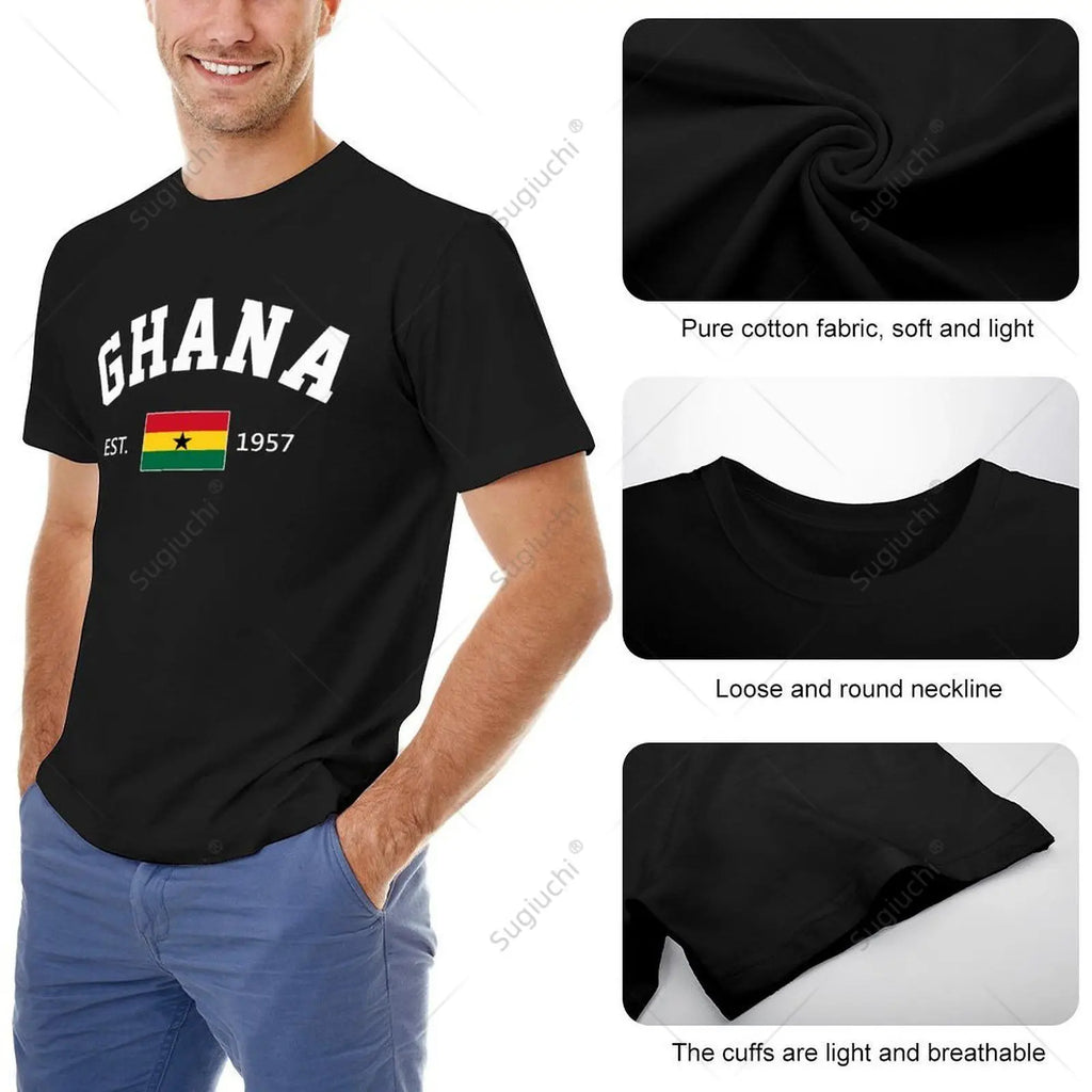 Unisex Men Ghana EST.1957 Independence Day Tshirt Tees T Shirts Women Boys 100% Cotton T-Shirt