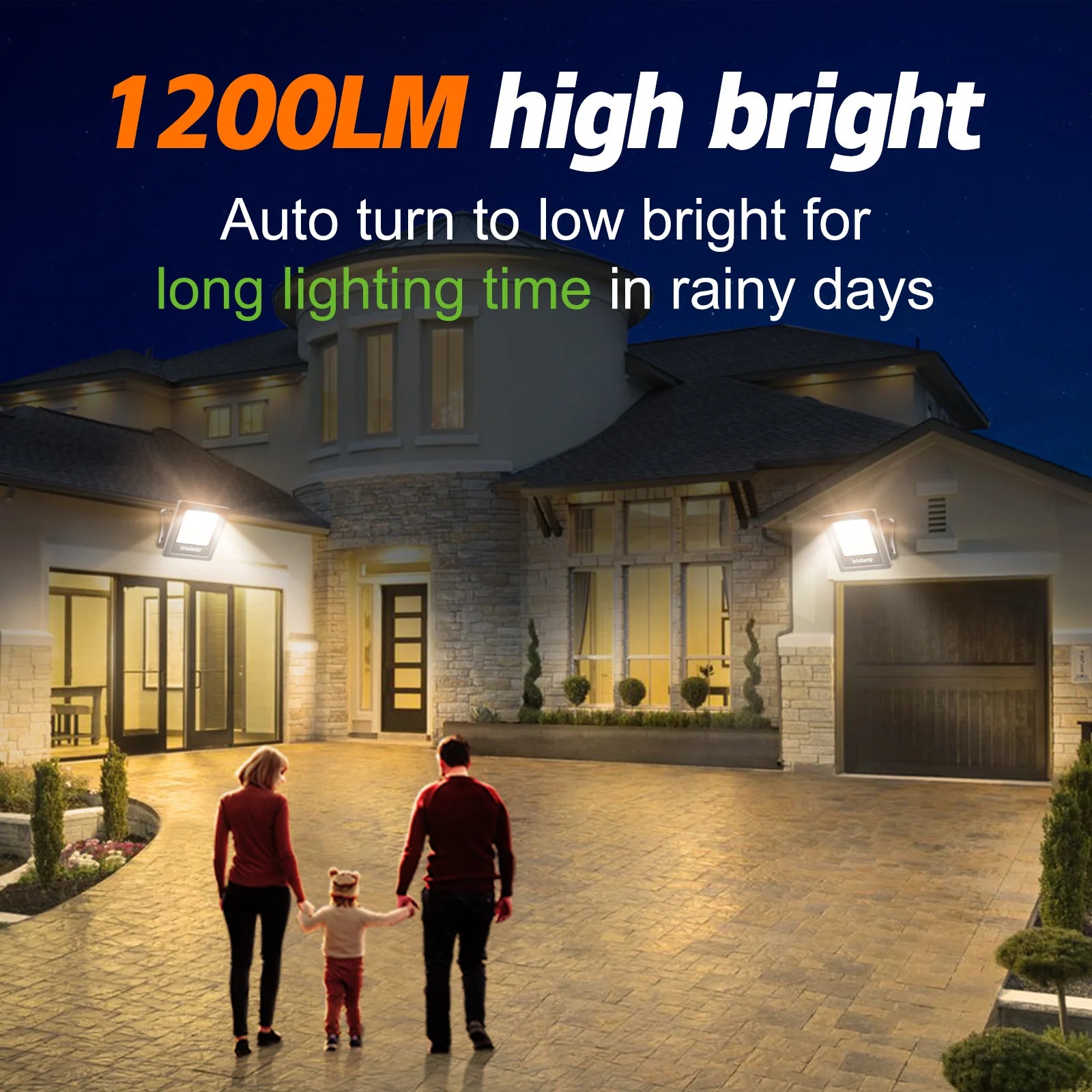 4400mAh Outdoor Solar Lights Solar Flood Lamp Auto On/Off With 16.4Ft Cable Waterproof For Front Door Barn Garden Garage Yard