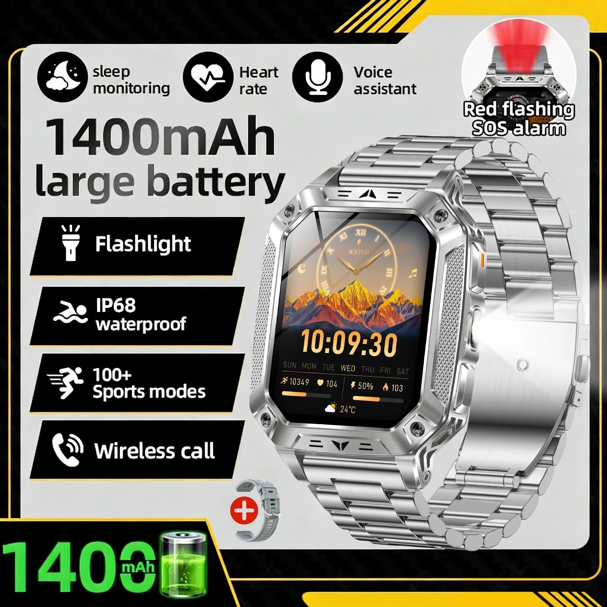 2026 New T-REX3 exercise 1400mAh Battery Smart Watch Tracking 10ATM Waterproof Sports Tracker Outdoor Military Smart Watch Men
