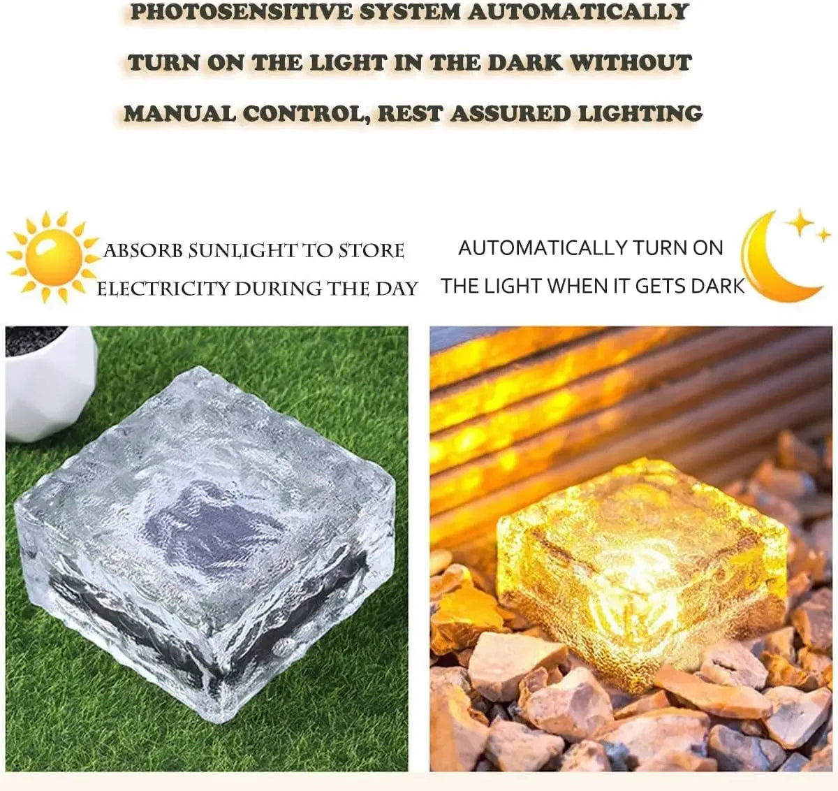 Solar Powered Ice Cube Lamp Glass Brick Landscape Square Glass Outdoor Road Courtyard Garden Decoration кашпо для сада для улицы