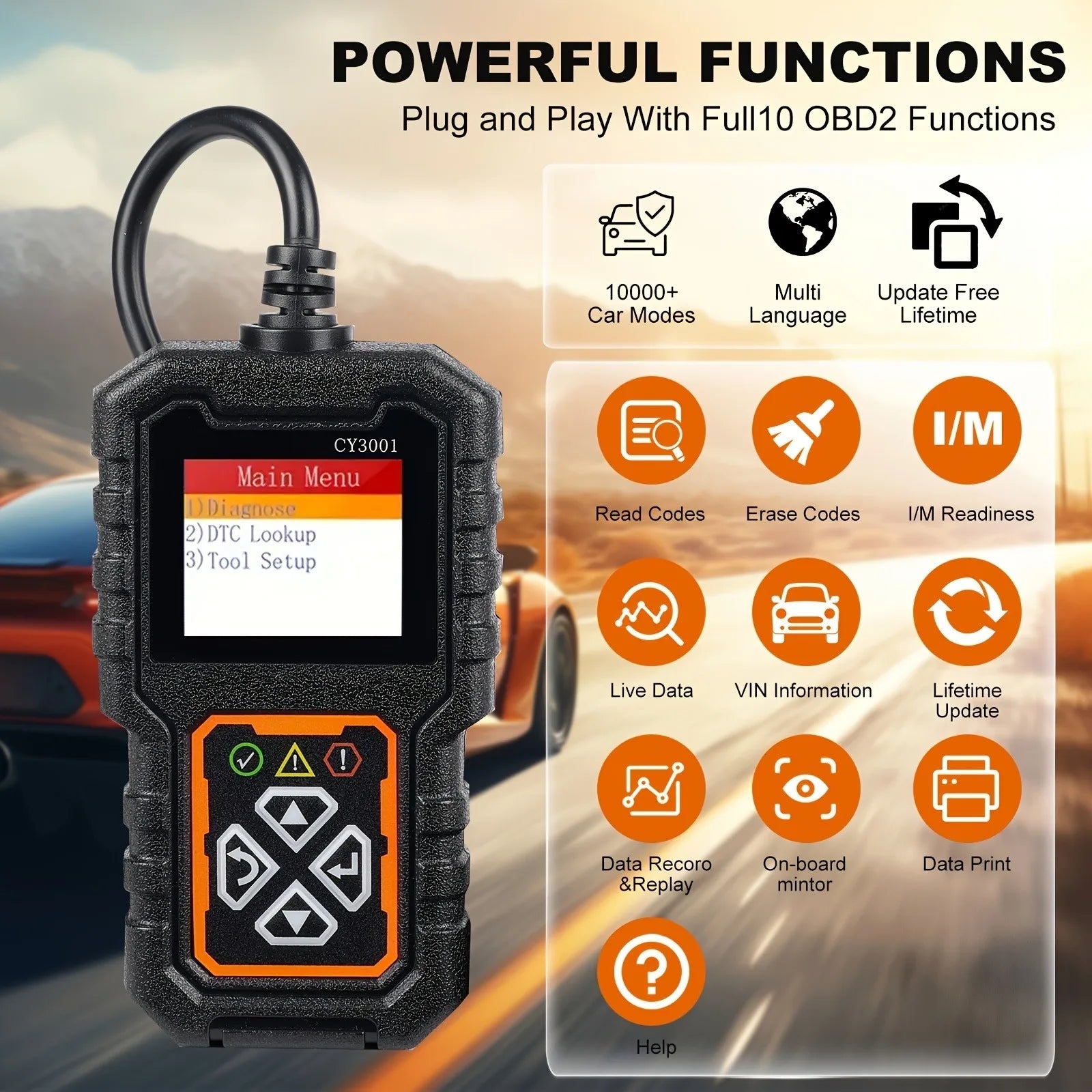 Car OBD2 Code Scanner Diagnostic Scanner Code Reader Erase Engine Fault Code Read Code Erase Code Battery Test Engine Light Can