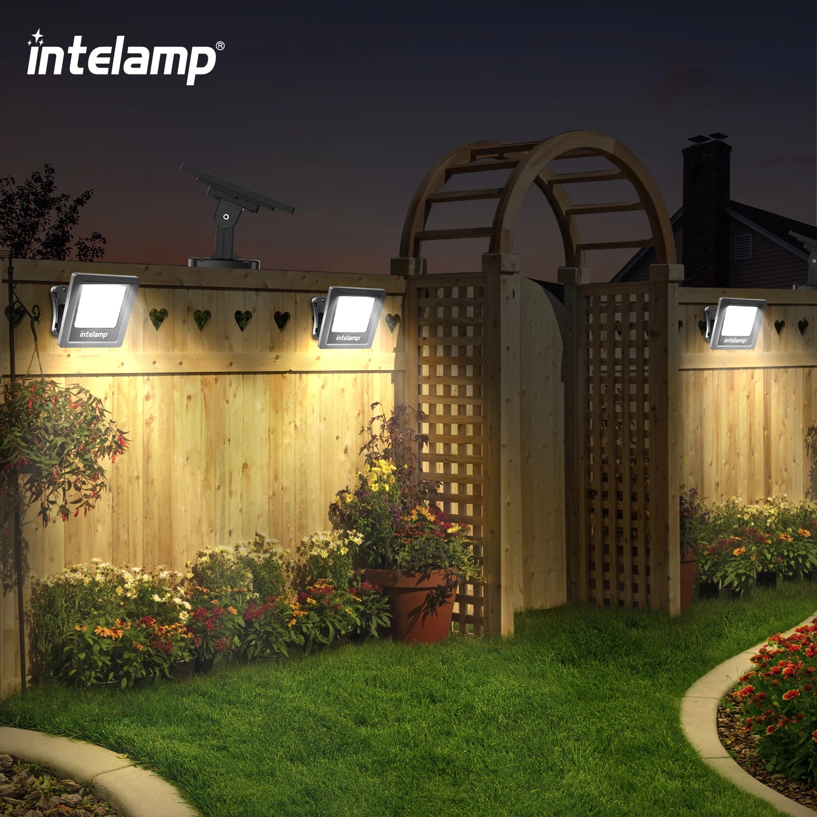 4400mAh Outdoor Solar Lights Solar Flood Lamp Auto On/Off With 16.4Ft Cable Waterproof For Front Door Barn Garden Garage Yard