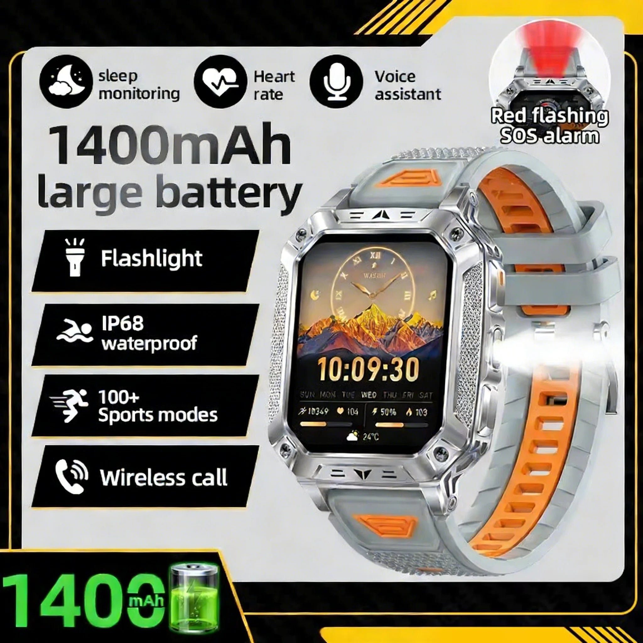 2026 New T-REX3 exercise 1400mAh Battery Smart Watch Tracking 10ATM Waterproof Sports Tracker Outdoor Military Smart Watch Men