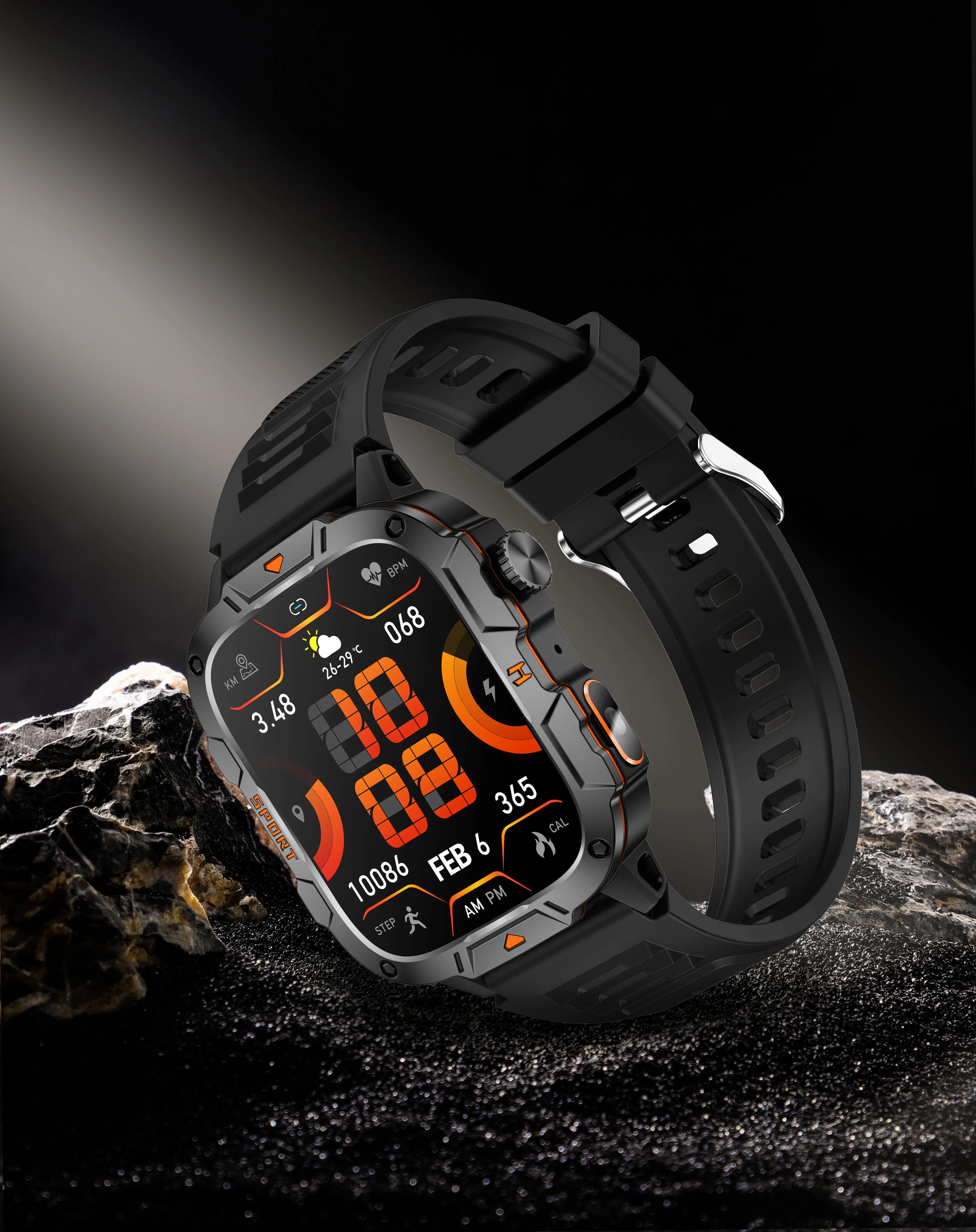 2025 New Military Grade Smart Watch Men 1.96" AMOLED Screen 5ATM Waterproof Simming Sports Fitness Tracker BT Call Smartwatches