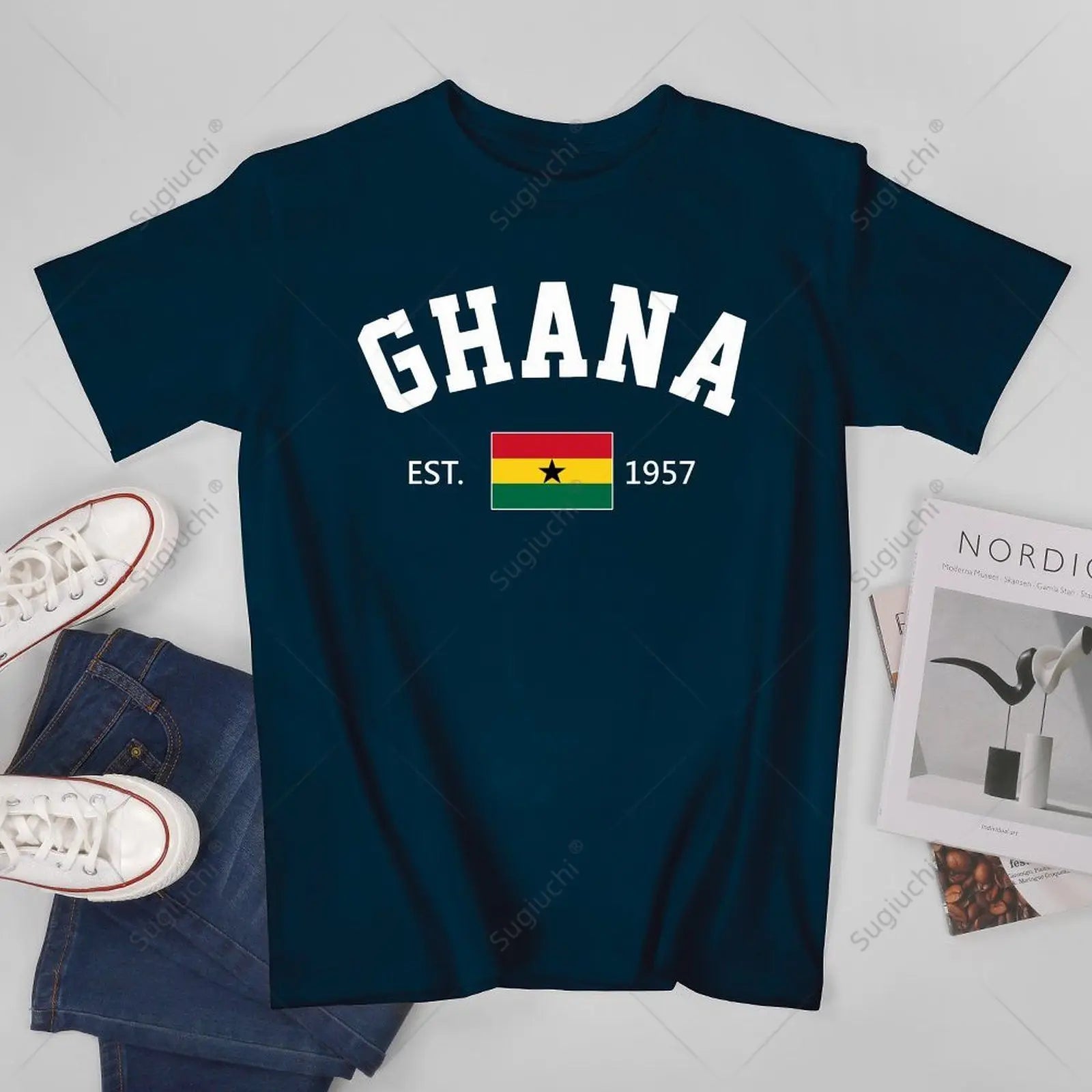 Unisex Men Ghana EST.1957 Independence Day Tshirt Tees T Shirts Women Boys 100% Cotton T-Shirt