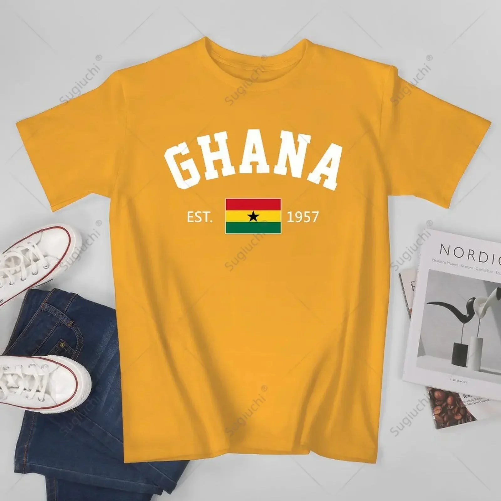 Unisex Men Ghana EST.1957 Independence Day Tshirt Tees T Shirts Women Boys 100% Cotton T-Shirt