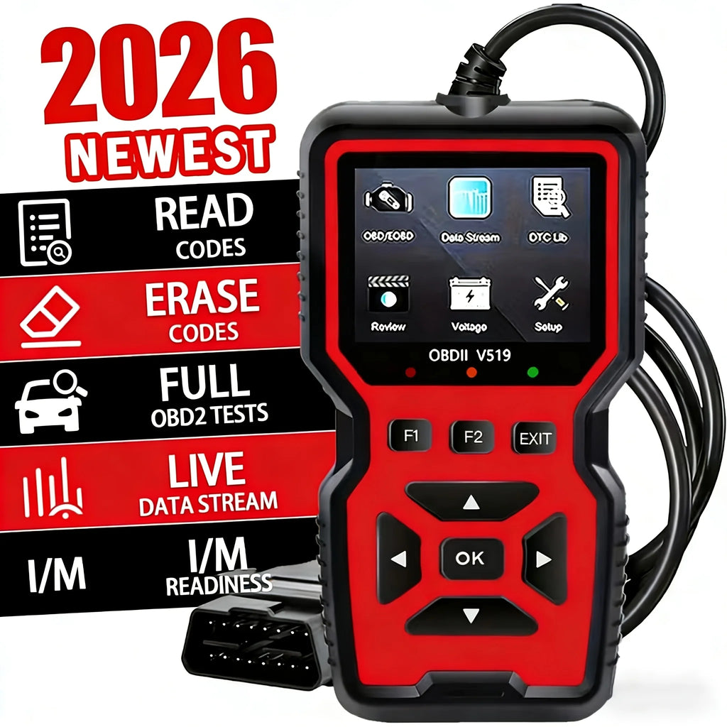 V519 Professional Obd2 Scanner - Usb-Powered Automotive Diagnostic Tool with Real-Time Data Stream, Full-Featured Obd Ii Testing (I/M Ready, Bod2/Eobd), Clears Engine Fault Lights, Reads/Erases Codes for Most Vehicles, Automo